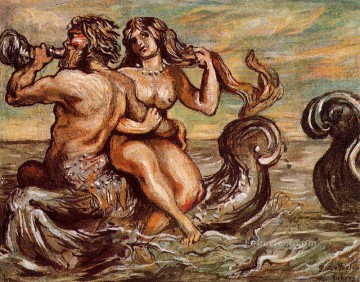  Chirico Pintura al %C3%B3leo - ninfa con tritón Giorgio de Chirico Surrealismo metafísico